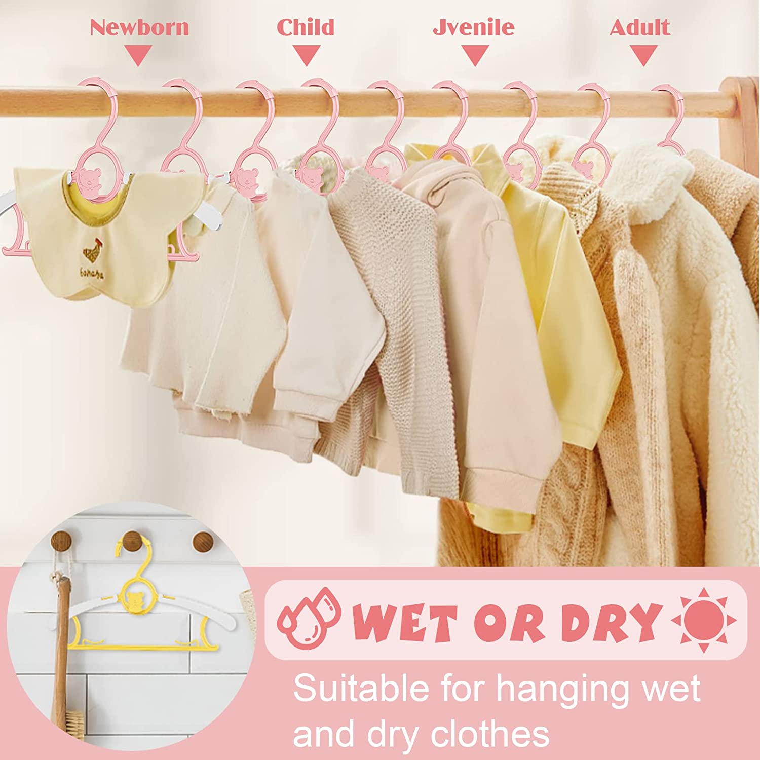 UNTIOR antypoślizgowy wieszak  – Baby Clothing Hanging Rack recenzja i cena